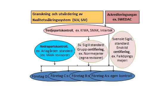 Figur: 4. Vem granskar vem Livsmedelsverket och Jordbruksverket granskar systemrevisorerna och hur systemen fungerar i praktiken.