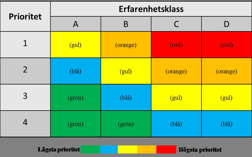 Figur 5. Prioritets- och erfarenhetsmatrisen 6.