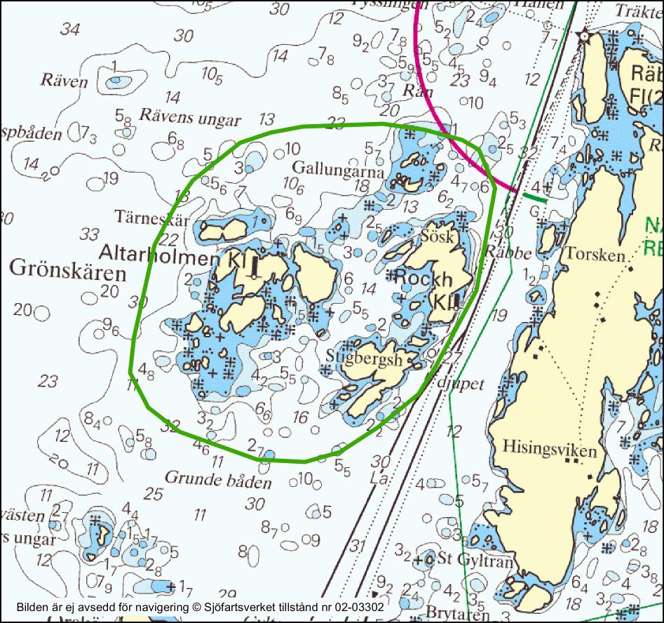 4.3 Grönskären Bild 4. Grönskären Mycket goda förtöjningsmöjligheter finns på flera ställen, särskilt vid Altarholmen.