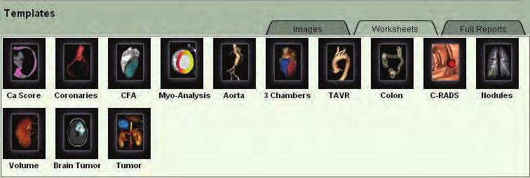 Mallayouter Välj en flik för att visa de olika malltyperna: Images (bilder), Worksheets (arbetsblad), Full Reports (fullständiga rapporter).