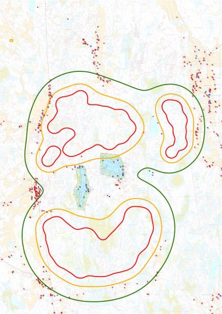 Det sammanlagda bullret av de vindkraftsparker som planeras i närheten av projektområdet har bedömts med hjälp av beräkningsparametrar och modeller som sammanfaller med Mikonkeidas.