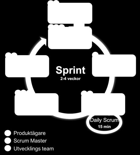 2.4 Sprintplanering Scrum Master håller detta möte tillsammans med hela teamet och utarbetar en plan över arbetet i sprinten.