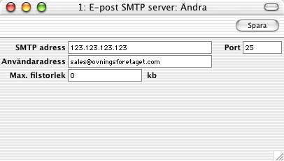 Hansa Financials och HansaWorld SMTP-adress Port Användaradress Om du inte redan vet SMTP-serverns IP-adress kan du få den genom att pinga domännamnet (d.v.s. delen av adressen efter tecknet @).