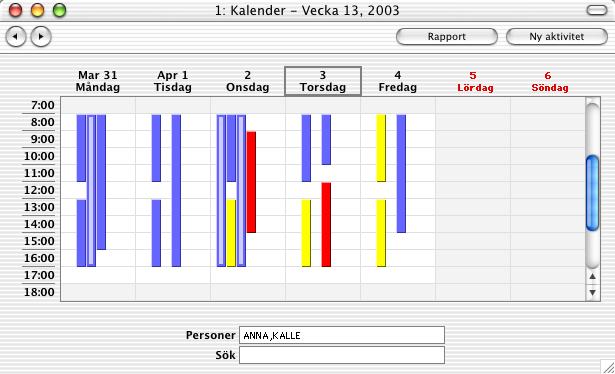 Hansa Financials och HansaWorld Vecköversikten Dubbelklicka på något av veckonumren för att öppna en månadsöversikt.