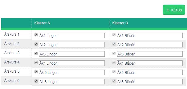 Administration Årskurser och klasser Här skapar du nya klasser