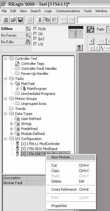 2. Idrifttagning 1 1 Lägga till CPX-FB32 som ny modul i Ethernet/IP Bild 2/5: Konfiguration med