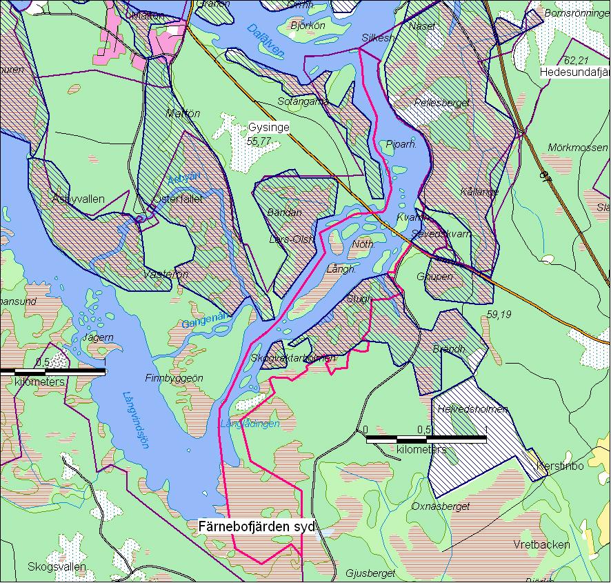 Karta 5: Planerade ramområden för myggbekämpning i Natura