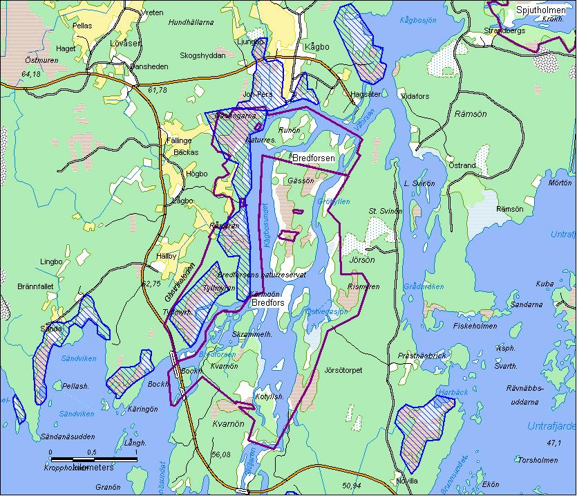 Karta 7: Planerade ramområden för myggbekämpning i Natura