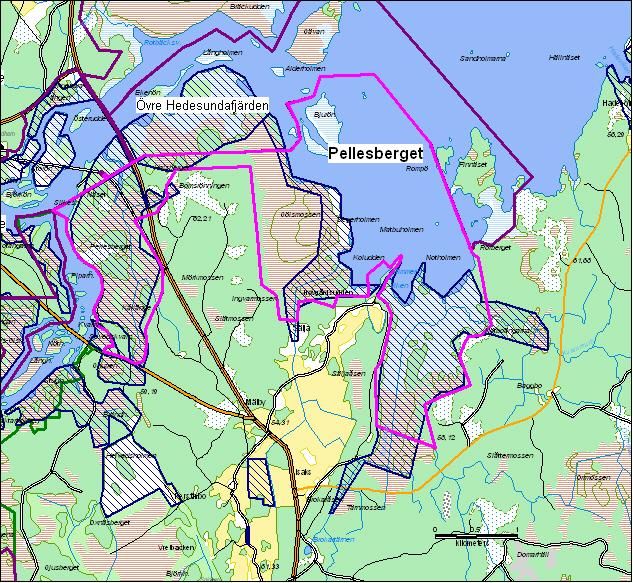 Karta 12: Planerade ramområden för myggbekämpning i Natura 2000-området