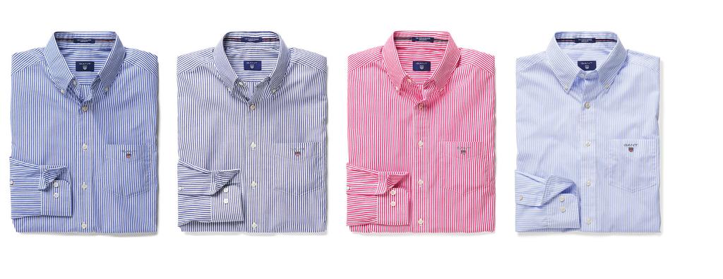 NeH Kollektioner GANT Kläder och accessoarer Banker Stripe Randig skjorta i 100% bomullspoplin med normal passform, button-downkrage, karakteristiskt band på insidan i nacken, rundade