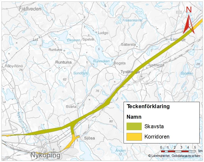 Entreprenad Skavsta, anläggning och bana Entreprenaden sträcker sig ungefär från kommungränsen i Sillekrog och till en punkt strax efter den nya stationen vid Skavsta flygplats.