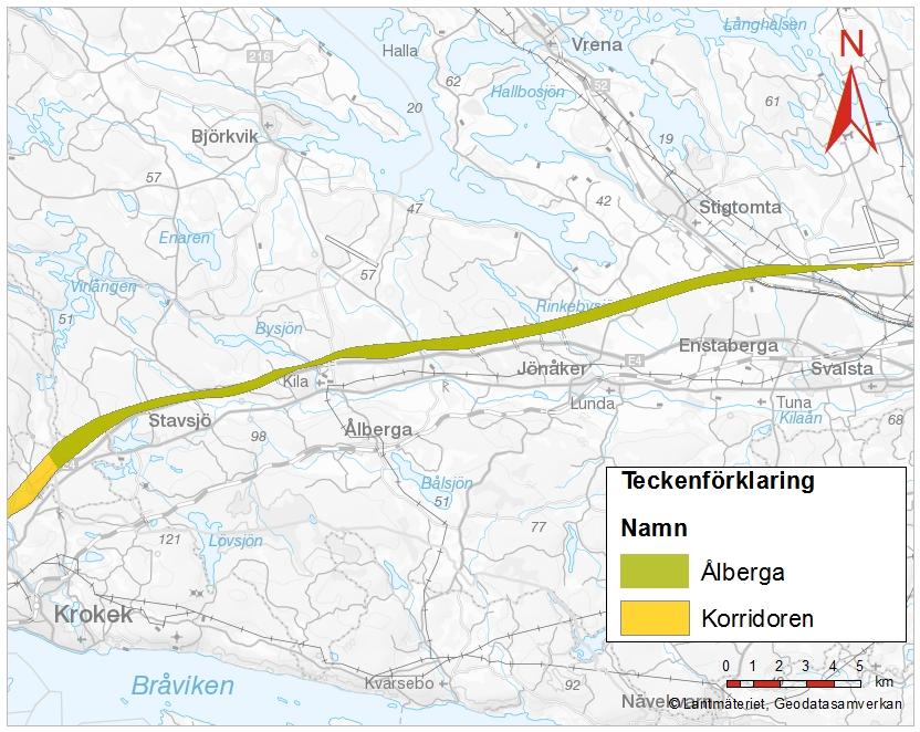 Entreprenad Ålberga, anläggning och bana Entreprenaden omfattar sträckan strax väster om den nya stationen vid Skavsta flygplats och fram till länsgränsen strax väster om Stavsjö, cirka 22 km.