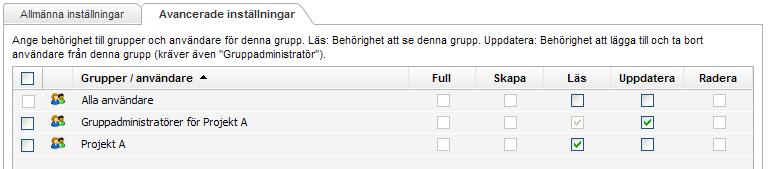 Om vi antar att du driver två projekt, A och B, att det finns externa användare i båda projekten och att de bara skall se övriga användare i sina respektive projekt, så måste du göra följande under