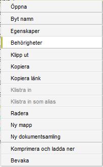 Mappar Mapprutan innehåller dokumentarkivets mappstruktur. Strukturen kan expanderas och dras ihop genom att klicka på "+" och "-" i strukturen.