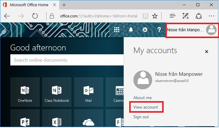 Byt lösenordet till IT-kontot från Office 365 Du loggar in på Office 365 från webbadressen