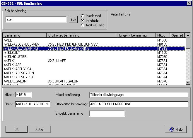 Användarhandledning Produkt Data Registrering (PDR) Klassificering Sida 41(107) PDR Klassificering Version: 3.8.
