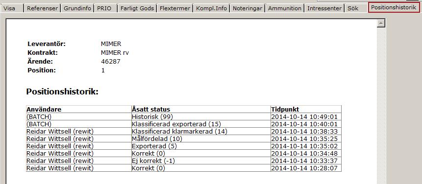 Användarhandledning Produkt Data Registrering (PDR) Klassificering Sida 75(107) PDR Klassificering Version: 3.8.