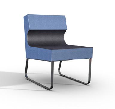 Easychair with frame in chrome or powder coating. Upholstered seat and back. Connectable.