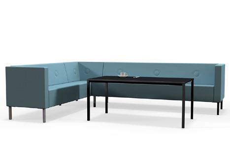 FÅTÖLJER & SOFFOR EASYCHAIRS & SOFAS Stereo Joel Karlsson Soffsystem med stomme i trä och stativ i krom eller pulverlack. Klädd sits och rygg. Dekorationsknapp i ryggen.