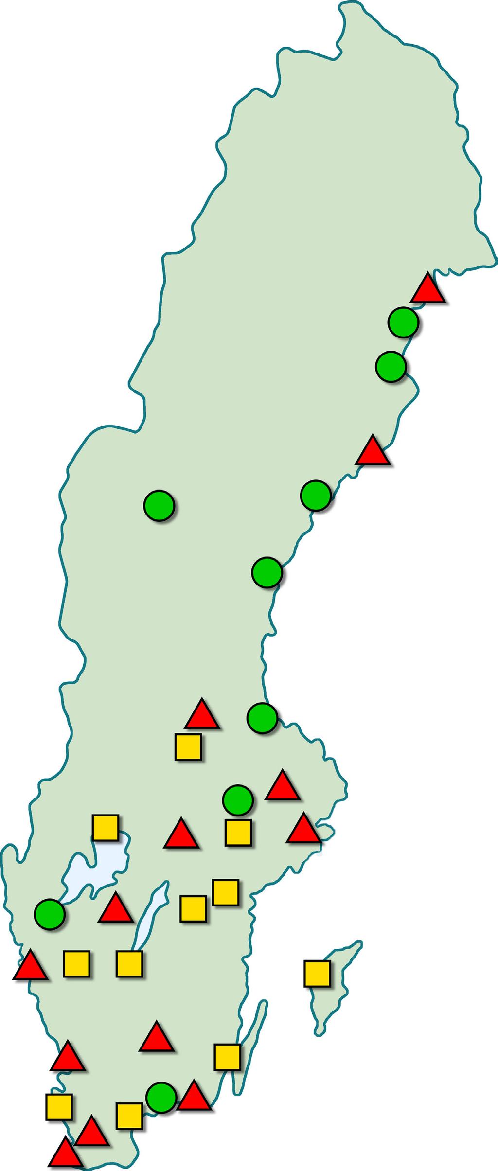 Resultat för städerna i undersökningen Gröna städer Gävle ( ) Karlshamn Piteå Skellefteå Sundsvall Trollhättan Västerås ( ) Örnsköldsvik Östersund ( ) Gula städer Borlänge Borås Eskilstuna