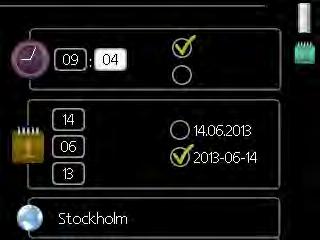 I en meny med alternativ visas det valda alternativet med en grön bock. För att välja annat alternativ: 1.