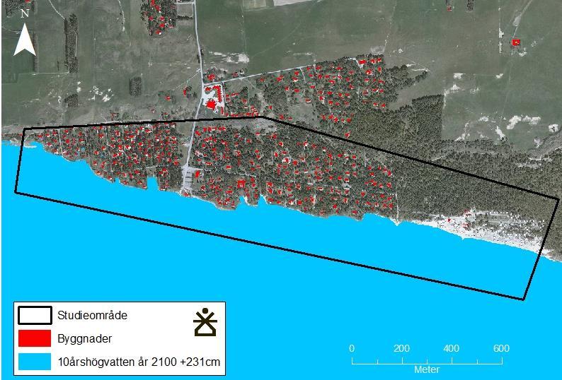 Tabell 5.5 Antal badhytter i Ystad Sandskog som påverkas av översvämning. Antal Uppskattat antal badhytter i Ystad Sandskog 500 st 5.3.