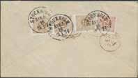 153 156 151P L4c, 8b1, 10c 6+3 30 öre + 13 1 kr på adresskort till assurerat paket sänt från Paris till GÖTEBORG PAKET 13.12.1877.