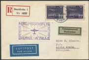 477K 478K 481 482 Luftpost / Airmail covers 78, 161 Ahrenberg-brev frankerat med 45 öre + 4 5 kr, sänt rekommenderat från STOCKHOLM 8.6.29 till USA. Ankomststämplat och returnerat.