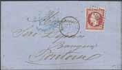 EUR 300 r 200:- 1432 15A 1853 Emperor Napoleon III 40 c red-orange with private Susse perforation. EUR 360 300:- 1433K 16 Beautiful cover with 80c, canc 1857 and MANTES 25 Sept 60.