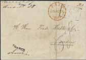Förbetalt brev till London (3/4 lod) från GEFLE 16.8.1849 via Stralsund-Ostende.
