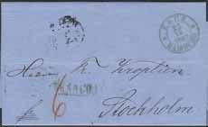 Lösennotering 45 (öre). 300:- 45K USA. Två ofrankerade brev sända från PKXP 18 UPP 1.10.1881 till Michigan, resp. från NYKIL 26.2.1901 till Minneapolis.