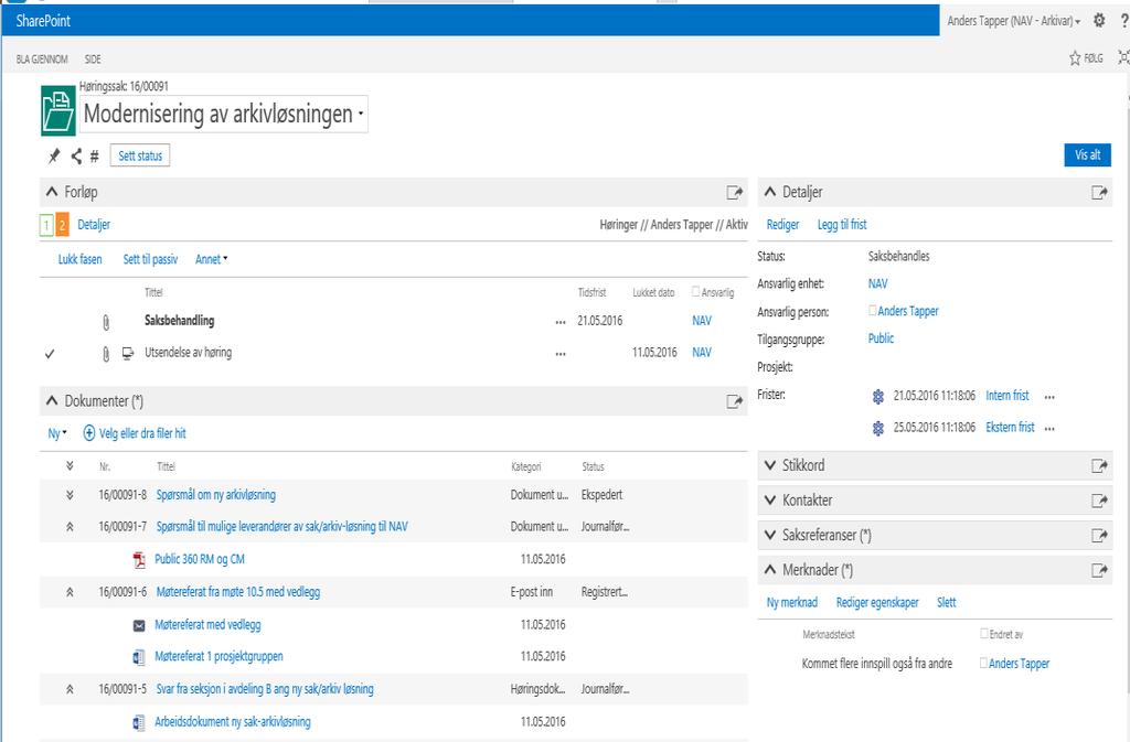 Nya detaljbilder»gör jobbet direkt från ärendet«listor kan öppnas och stängas Fönster med mer detaljerad information kan öppnas Relevanta kommandon presenteras