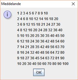 TRY-SATS double tal = 0; boolean again = true; String s = JOptionPane.showInputDialog("Ange ett tal"); while (again) { if (s == null) System.exit(0); // Vid avbryt try { tal = Double.