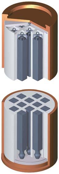 Figur B-16. Kopparkapsel med gjutjärnsinsats för BWR-bränsle /SKB 1999a, figur 5-4/.