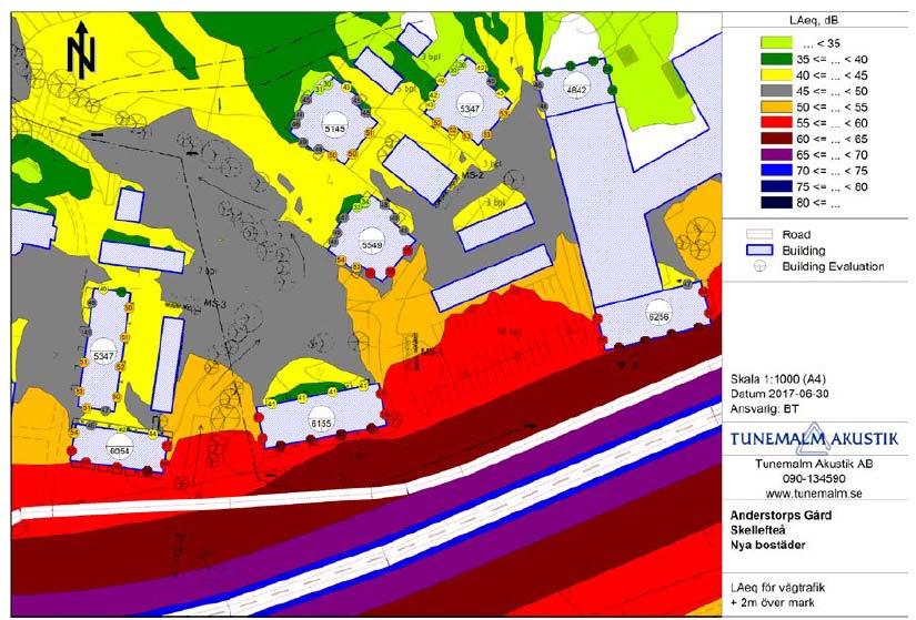Buller imorgon Den översiktliga trafikbullerberäkning som är utförd visar på att riktvärdet 60 dba vid fasad klaras för framtida bostäder inom planområdet samt att beräkningarna inte kunnat påvisa