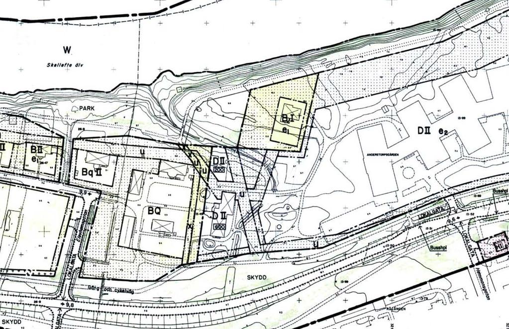 Detaljplan Gällande detaljplan inom planområdet För det aktuella området gäller detaljplan för kv. Anderstorpsgården mm (antagen 1988-12-12). Detaljplanen tillåter användningen vård och bostäder.