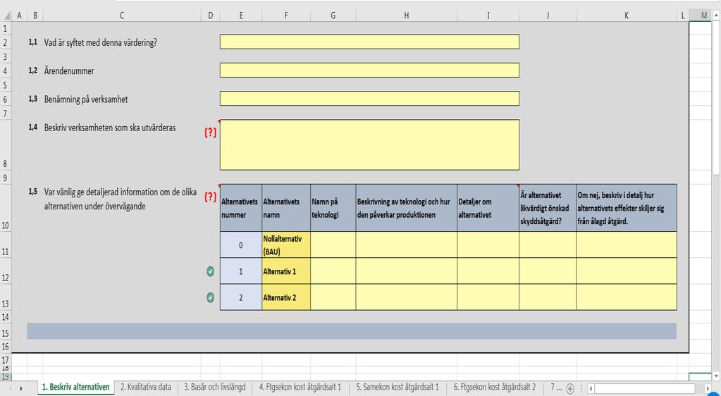 sådant så att det enkelt går att koppla utvärderingen och söka mer information om ärendet. Benämning på verksamhet syftar på den typ av industri, process eller aktivitet som ska utvärderas, t.ex.