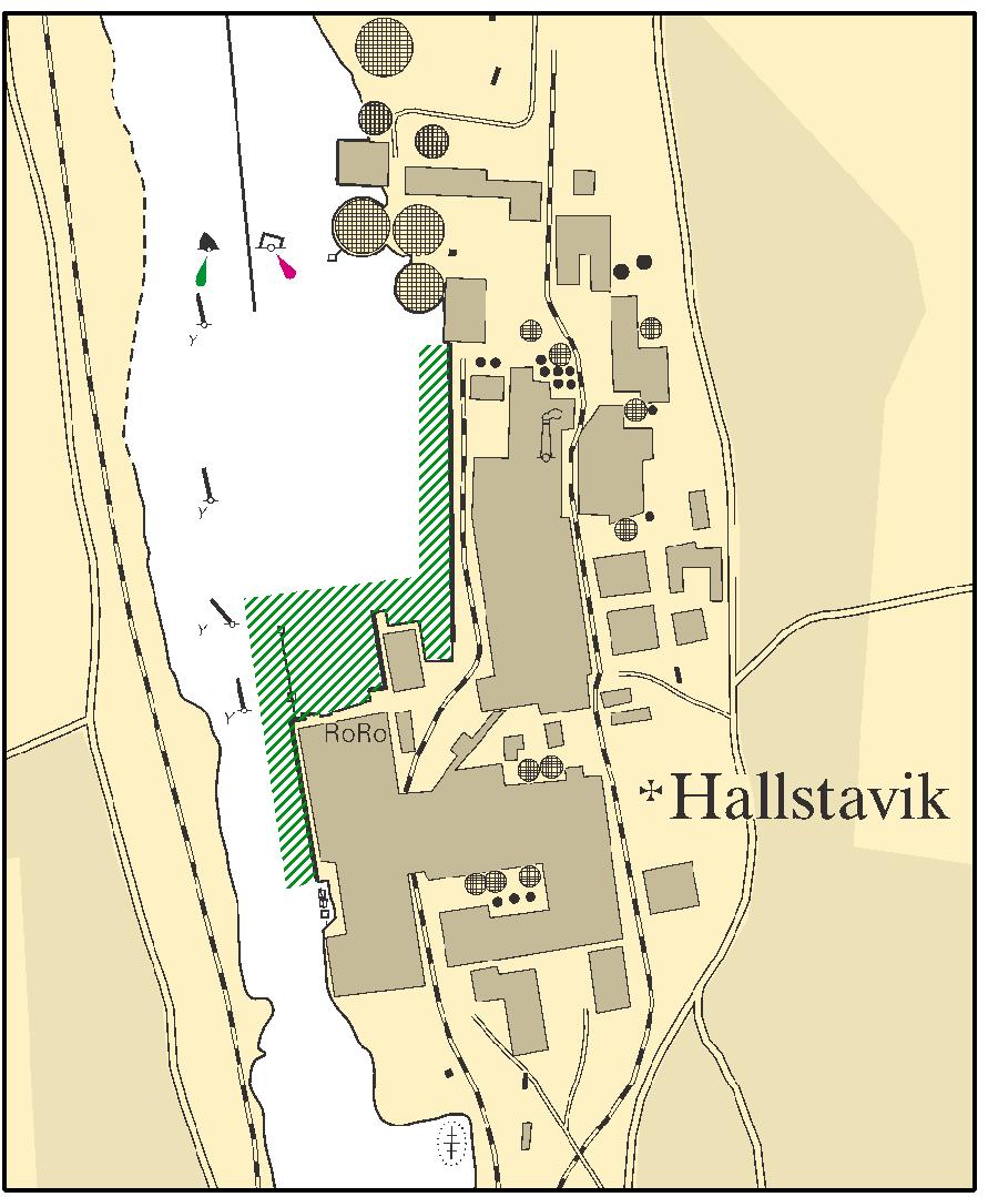 Bilaga 5 Hallstavik Område Mellan kajplatser i Hallstaviks hamn Får inte användas för navigering Trafik Alla lotspliktiga fartyg som tillhör lotspliktskategori 3 enligt 2 kap.