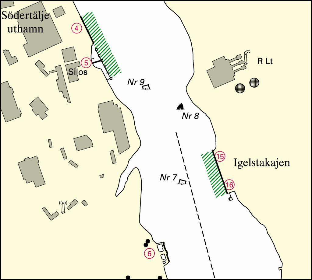 Bilaga 5 Lotsområde Södertälje Södertälje hamnar (Södertälje uthamn, Igelstakajen och Sydhamnen) Område Mellan kajplatser