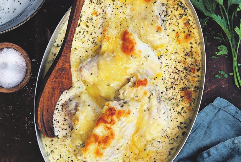 RECEPT 1 35 min 475 kcal/port Fett 18 g Kolhydrater 43 g Protein 34 g Honey and mustard fisk i ugn Saftig och krämig lättlagad fisk med pressad potatis och morot.