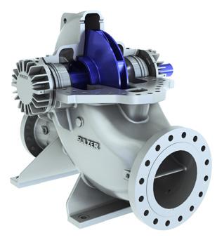 SMD AXIALDELAD DUBBELSIDIGT SUGANDE PUMP Optimal hydraulik med hög bibehållen effektivitet över ett bredare flödesintervall Exceptionellt lågt NPSHr-värde (Net Positive Suction Head required) inte