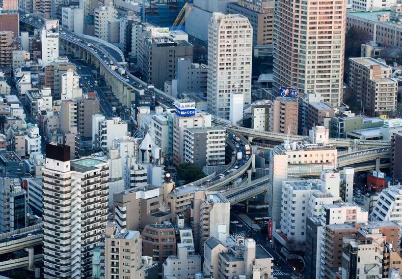Stadsmotor i Tokyo med buller
