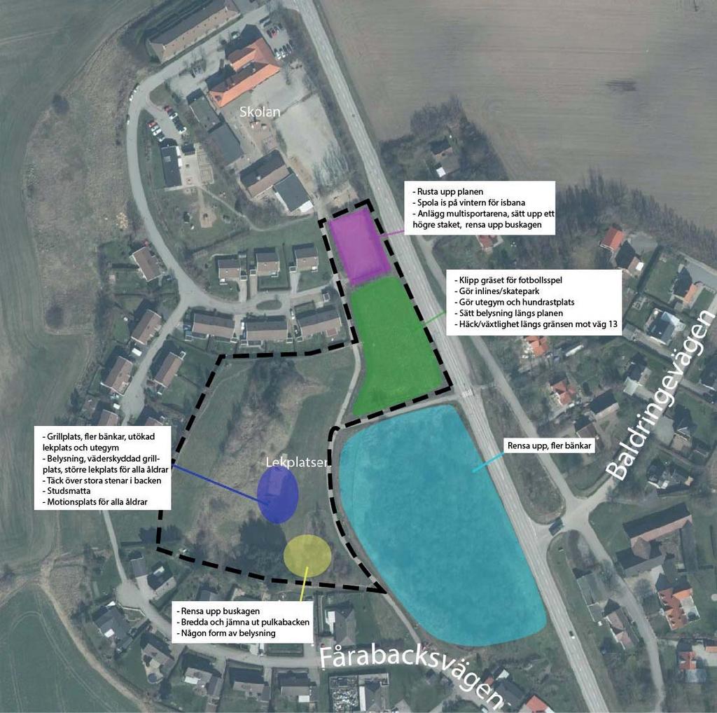 Mötesplats Det finns en parkeringsyta bredvid kyrkan med en infotavla.