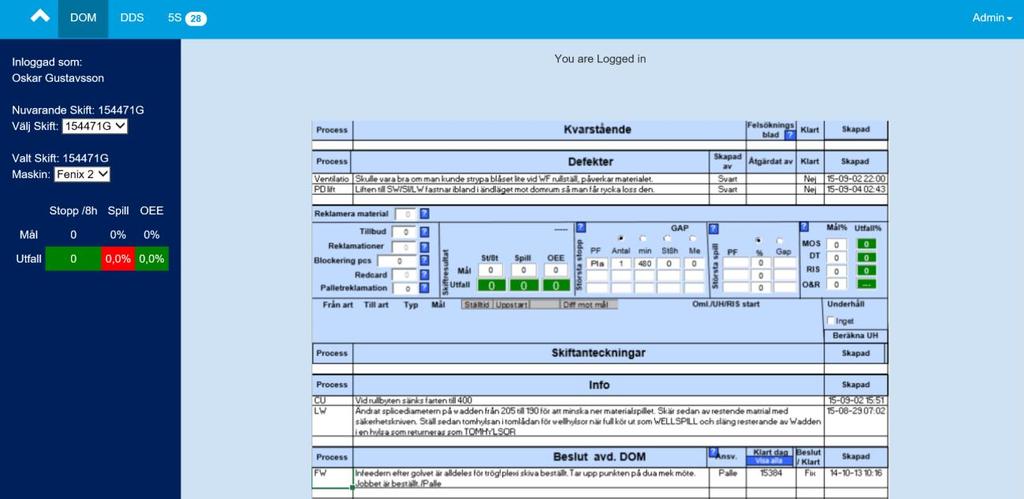 4. Resultat Här redovisas resultatet av projektet med hjälp av bilder och kommentarer som visar att de generella kraven som ställts är uppfyllda. Hela projektet är uppbyggt och programmerat med ASP.