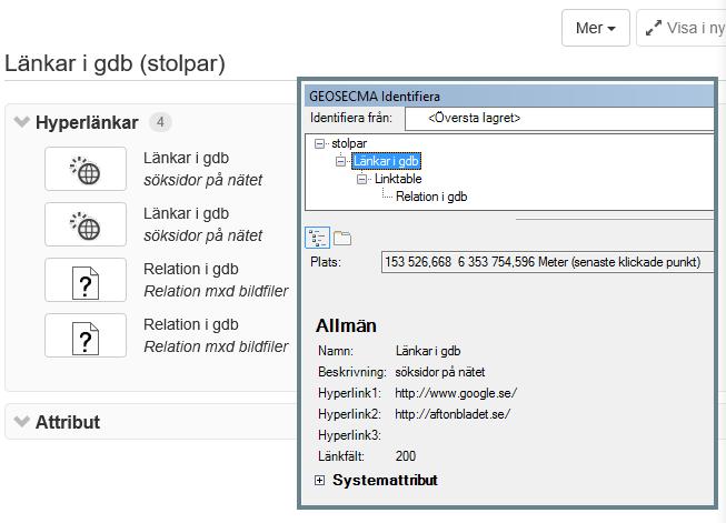 Använda hyperlänkar i webben När man använder verktyget Identifiera i webben så får man längst upp till vänster en sektion som heter Hyperlänkar.