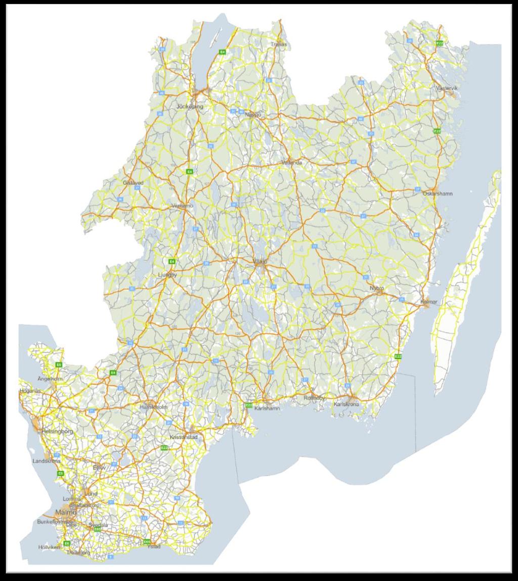 3.7 Region Syd Trafikverket har utgått från och Funktionellt Prioriterat Vägnät för Gods i framtagandet av det prioriterade vägnätet för tyngre transporter.