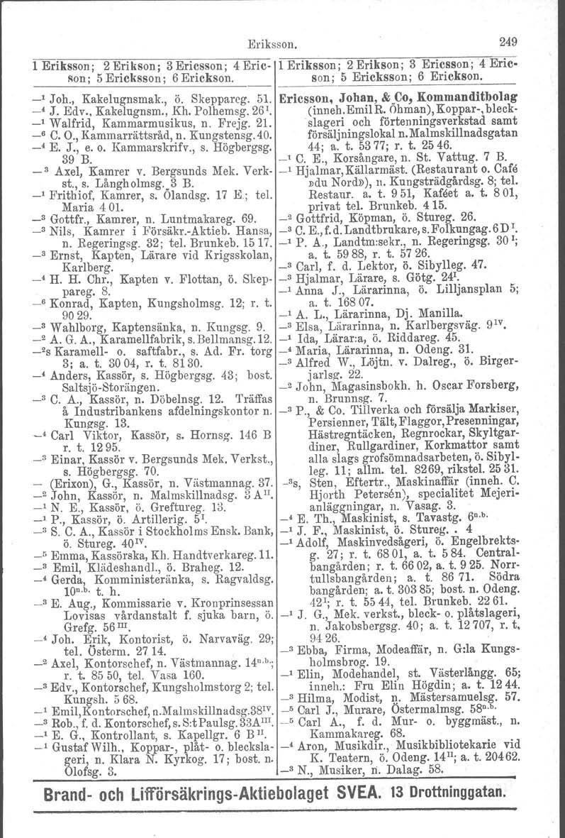 Eriksson. 249 1 Eriksson j 2 Erikson; 3 Ericsson; 4 Eric 1 Eriksson j 2 Erikson; 3 Ericsson; 4 Ericson j 5 Ericksson; 6 Erickson. son; 5 Ericksson; 6 Erickson. ' Joh., Kakelugnsmak., ö. Skeppareg. 51.