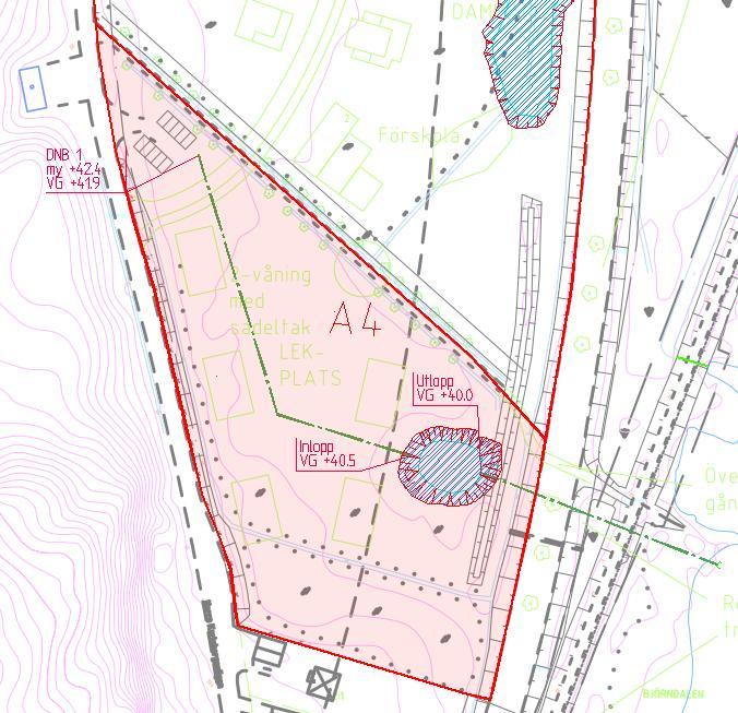 Figur 15. Översikt delområde A4 Kvartersmarken inom planområdet bedöms falla under olika typområden.