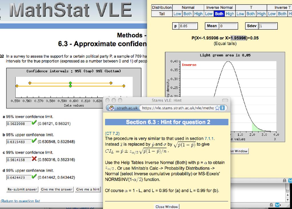 VIRTUELLA/INTERAKTIVA LÄRANDEMILJÖER Matematisk statistik VLE (utvecklad på University of Strathclyde och Chalmers) Flytta tyngdpunkten från föreläsningar till