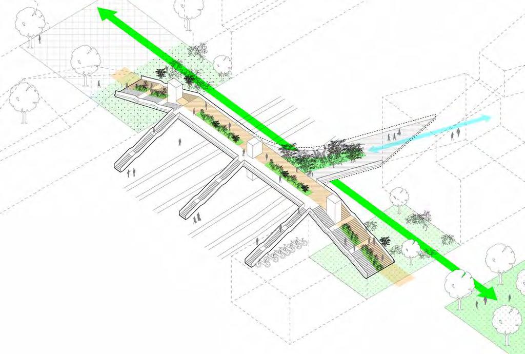 De generösa måtten och funktionszonerna bidrar tillsammans till en trygg upplevelse med god översikt. För att ytterligare förstärka upplevelsen av tunneln som trygg varieras tunnelrummet.